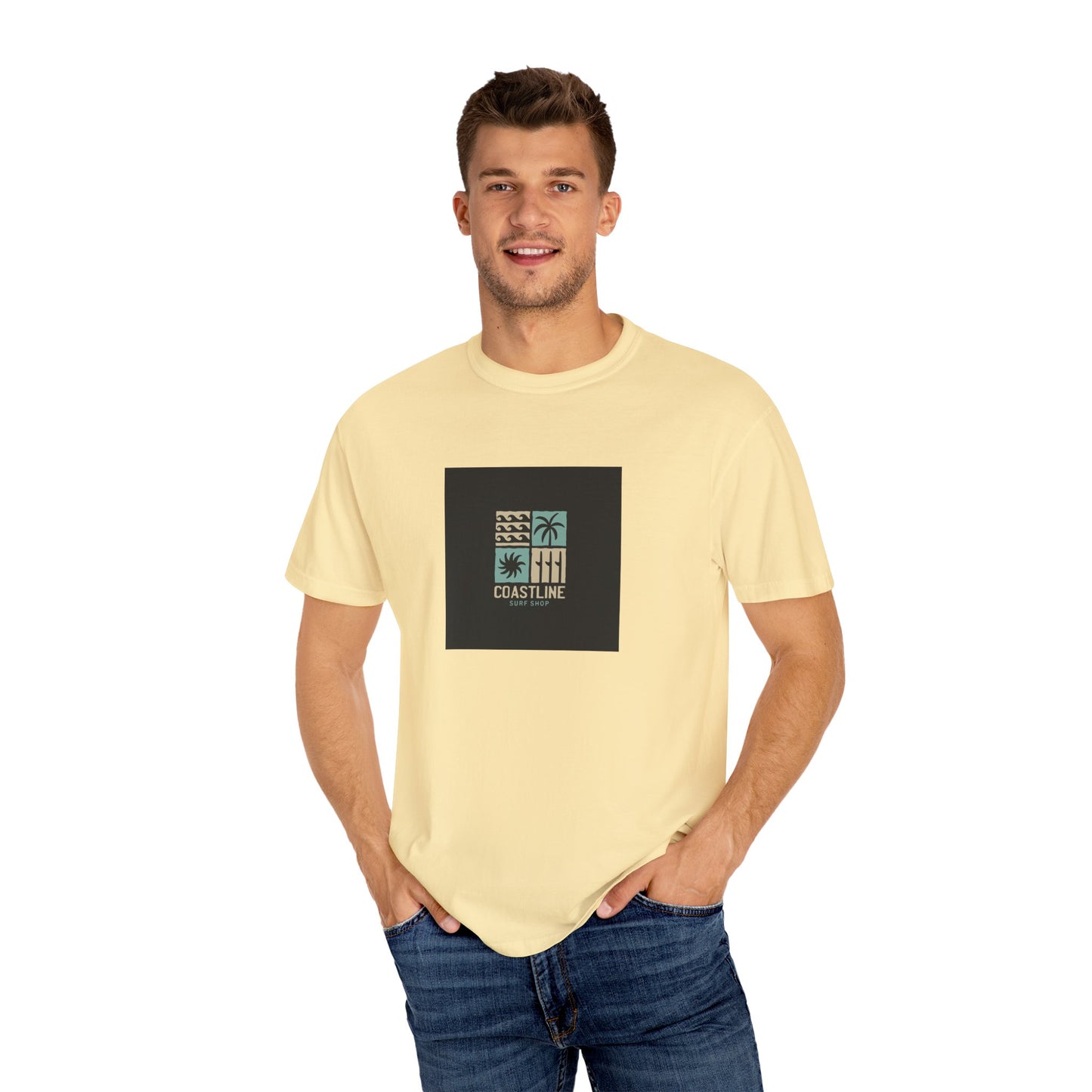Coastline T-Shirt, Unisex Garment-Dyed Tee, Casual Summer Wear, Coastal Vibes, Beach Day Apparel, Vacation Essential - MaisonThreadory