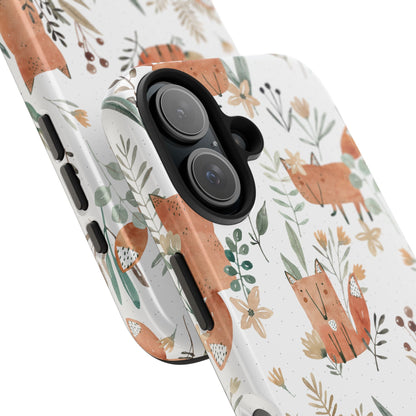 Floral Fox Phone Case, Tough Phone Cases for Nature Lovers, Cute Animal Phone Cover, Gift for Friends, Wildflower Design