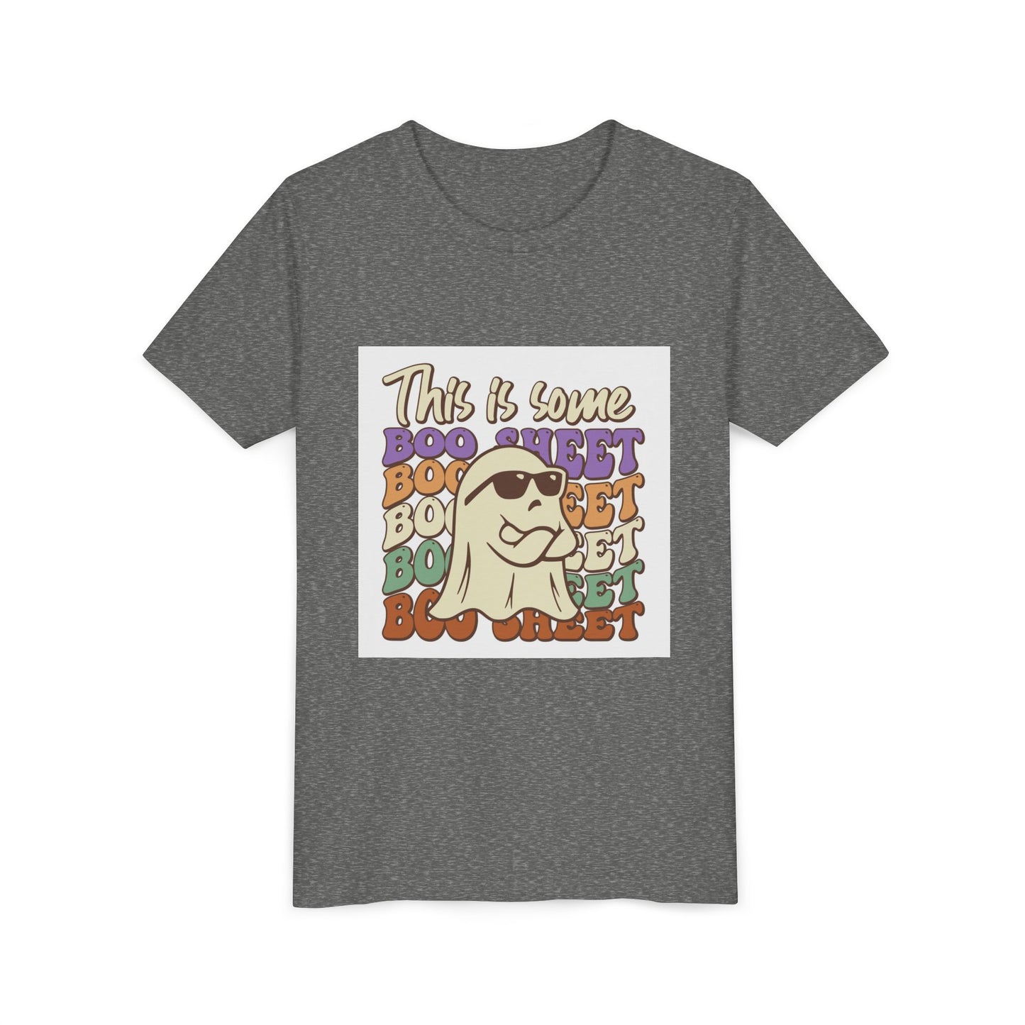 Youth Short Sleeve Tee with Fun Boo Sheet Design, Cool Summer Top, Humorous Kids Apparel, Gift for Halloween, Casual Wear, Playful T-Shirt - MaisonThreadory