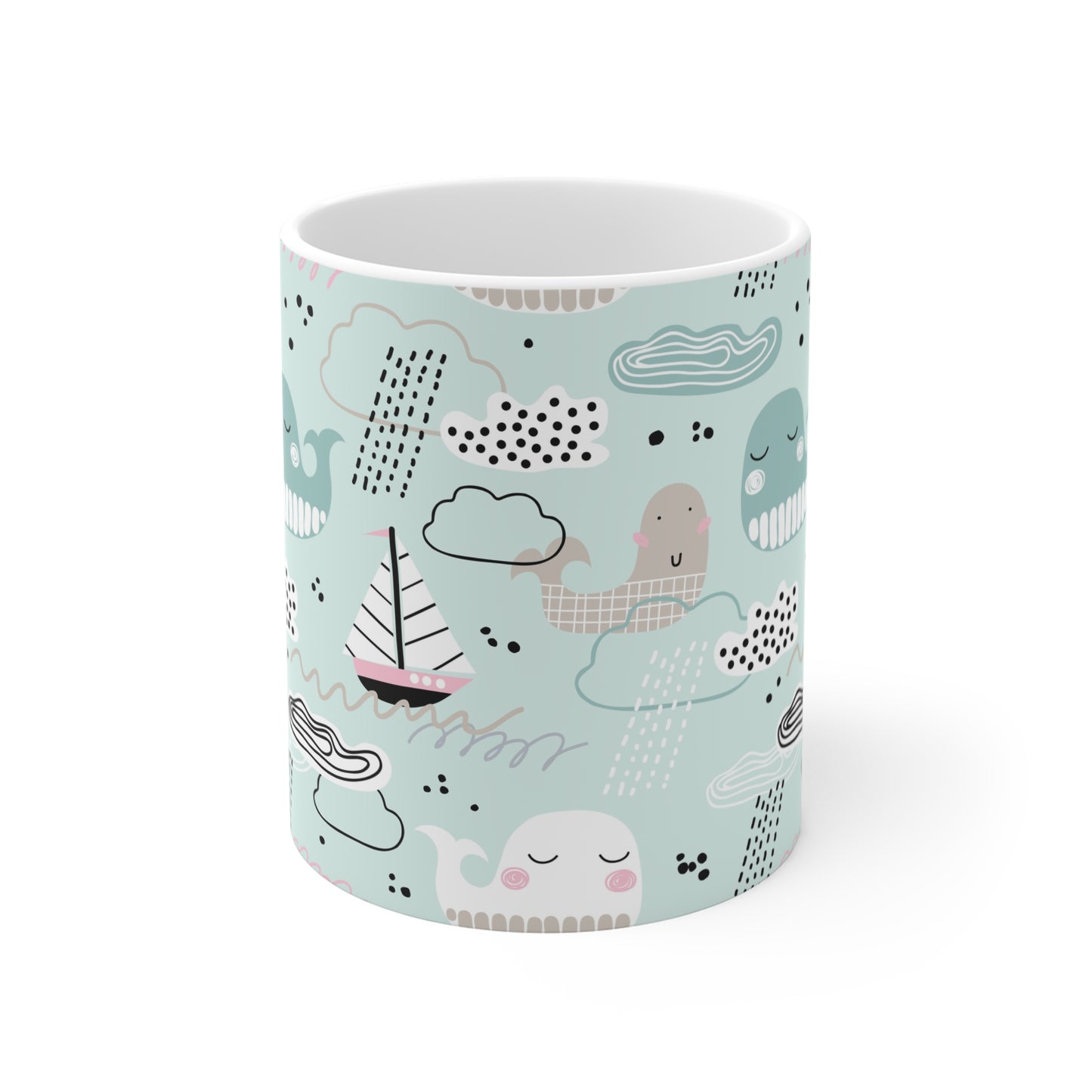 Whimsical Whale Mug, Cute Coffee Cup, Nautical Gift, Ocean Lover's Drinkware, Kid-Friendly Mug, Mother's Day Present