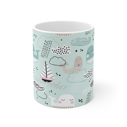 Whimsical Whale Mug, Cute Coffee Cup, Nautical Gift, Ocean Lover's Drinkware, Kid-Friendly Mug, Mother's Day Present