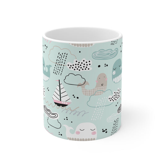 Whimsical Whale Mug, Cute Coffee Cup, Nautical Gift, Ocean Lover's Drinkware, Kid-Friendly Mug, Mother's Day Present