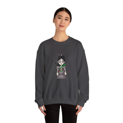 Dark Fairy Illustration Crewneck Sweatshirt, Cozy Streetwear, Unisex Gift, Fall Fashion, Halloween Apparel, Everyday Wear - MaisonThreadory
