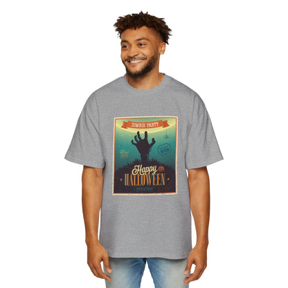 Halloween Zombie Party Oversized Tee, Funny Costume Shirt, Men's Graphic Tee, Spooky Apparel, Halloween Gift, Casual Wear