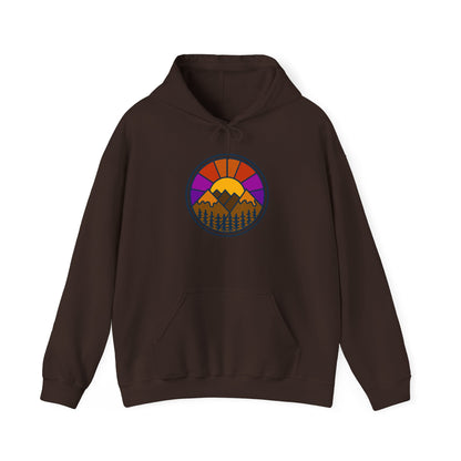Sunset Mountains Hooded Sweatshirt | Unisex Heavy Blend | Cozy Sweatshirt for Nature Lovers | Perfect Gift for Outdoor Enthusiasts, [...] - MaisonThreadory