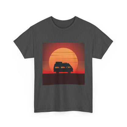 Retro Sunset Adventure Unisex Heavy Cotton Tee, Vintage Car T-Shirt, Sunset Vibe Shirt, Summer Casual Wear, Road Trip Gift, Outdoor [...] - MaisonThreadory
