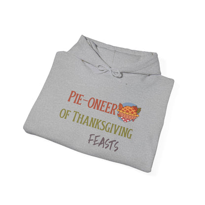 Thanksgiving Pie-o-neer Unisex Heavy Blend Hooded Sweatshirt, Cozy Holiday Sweatshirt, Thanksgiving Apparel, Fall Fashion, Foodie Gifts - MaisonThreadory