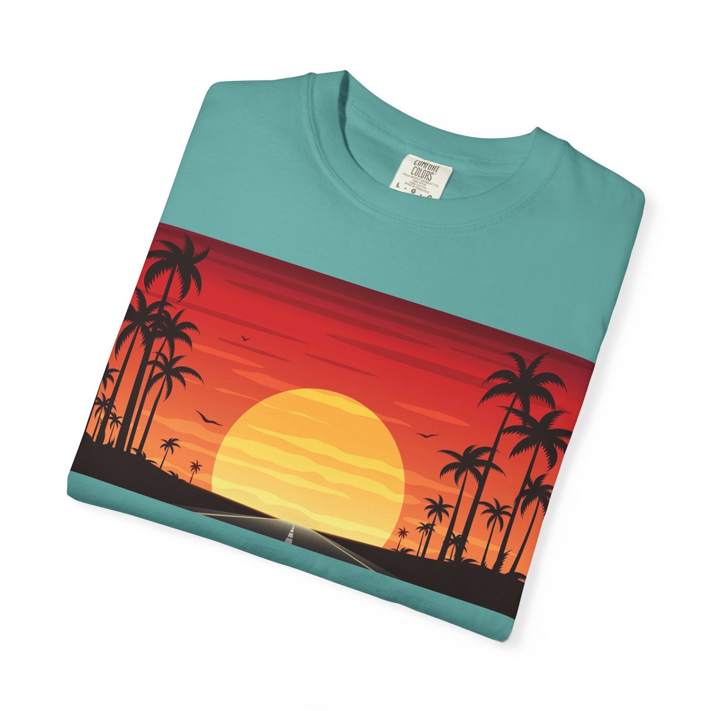Sunset Palm Beach T-Shirt — Retro Tropical Sunset Graphic