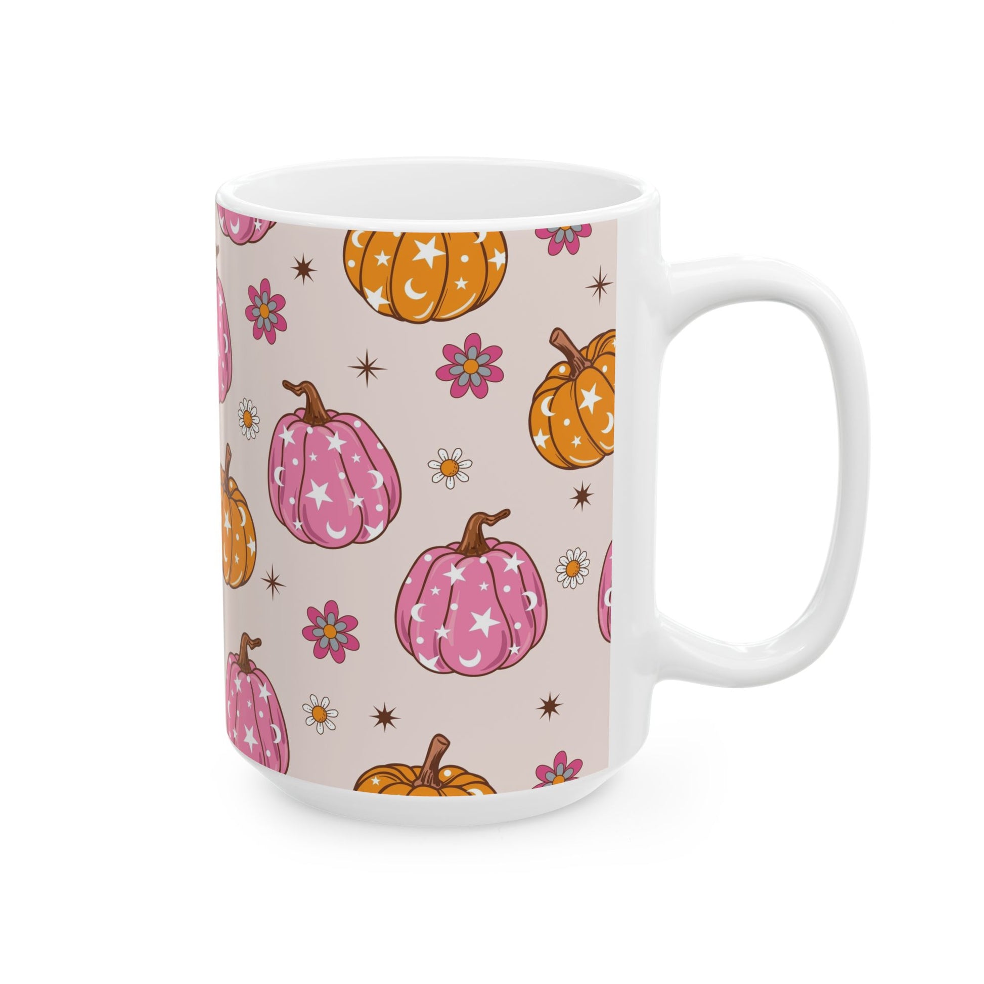 Cute Pumpkin Pattern Ceramic Mug - Fall Coffee/Tea Cup, Halloween Decor, Pumpkin Lover Gift, Autumn Celebration Mug, Harvest Season [...] - MaisonThreadory