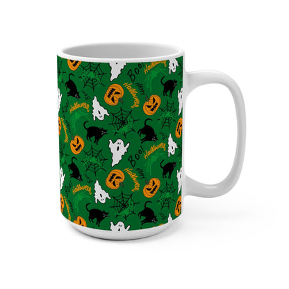 Halloween-Themed Mug, Cozy Coffee Cup, Spooky Drinkware, Pumpkin and Ghosts Mug, Perfect for Fall Celebrations - MaisonThreadory