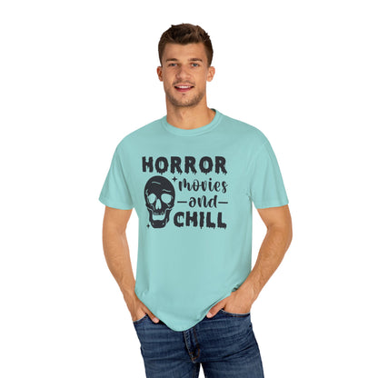 Horror Movies and Chill T-Shirt, Perfect for Halloween, Movie Nights, Gifts for Horror Fans, Unisex Graphic Tee, Soft Cotton Casual Wear