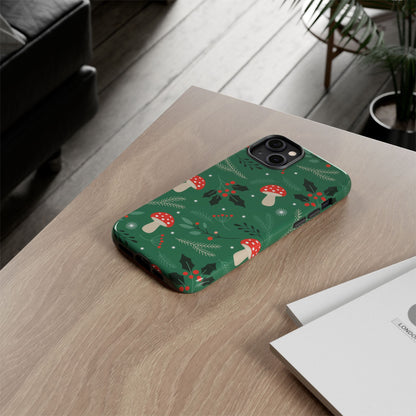 Festive Mushroom Phone Case, Colorful Holiday Case, Christmas Gift, Winter Vibes, Eco-Friendly Phone Cover