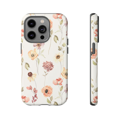 Floral Phone Case, Cute Flower Cover, Botanical Tough Case, Protective Smartphone Shell, Chic Floral Design, Trendy iPhone Case
