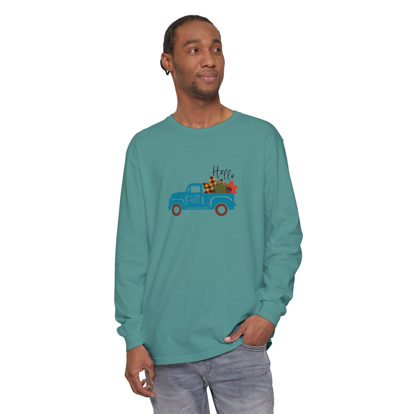 Hello Fall Long Sleeve T-Shirt, Unisex Seasonal Tee, Cozy Autumn Apparel, Thanksgiving Gift, Cute Outdoor Shirt - MaisonThreadory