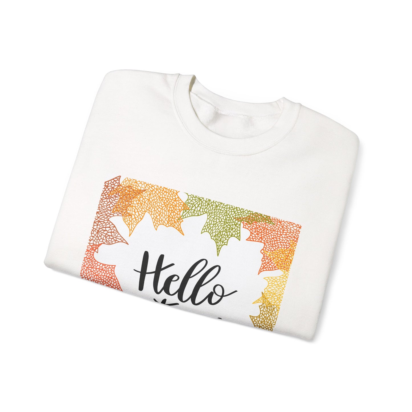 Autumn Vibes Crewneck Sweatshirt, Comfortable Fall Apparel, Unisex Sweater for Cozy Days, Perfect Gift for Fall Lovers, Hello Autumn Design