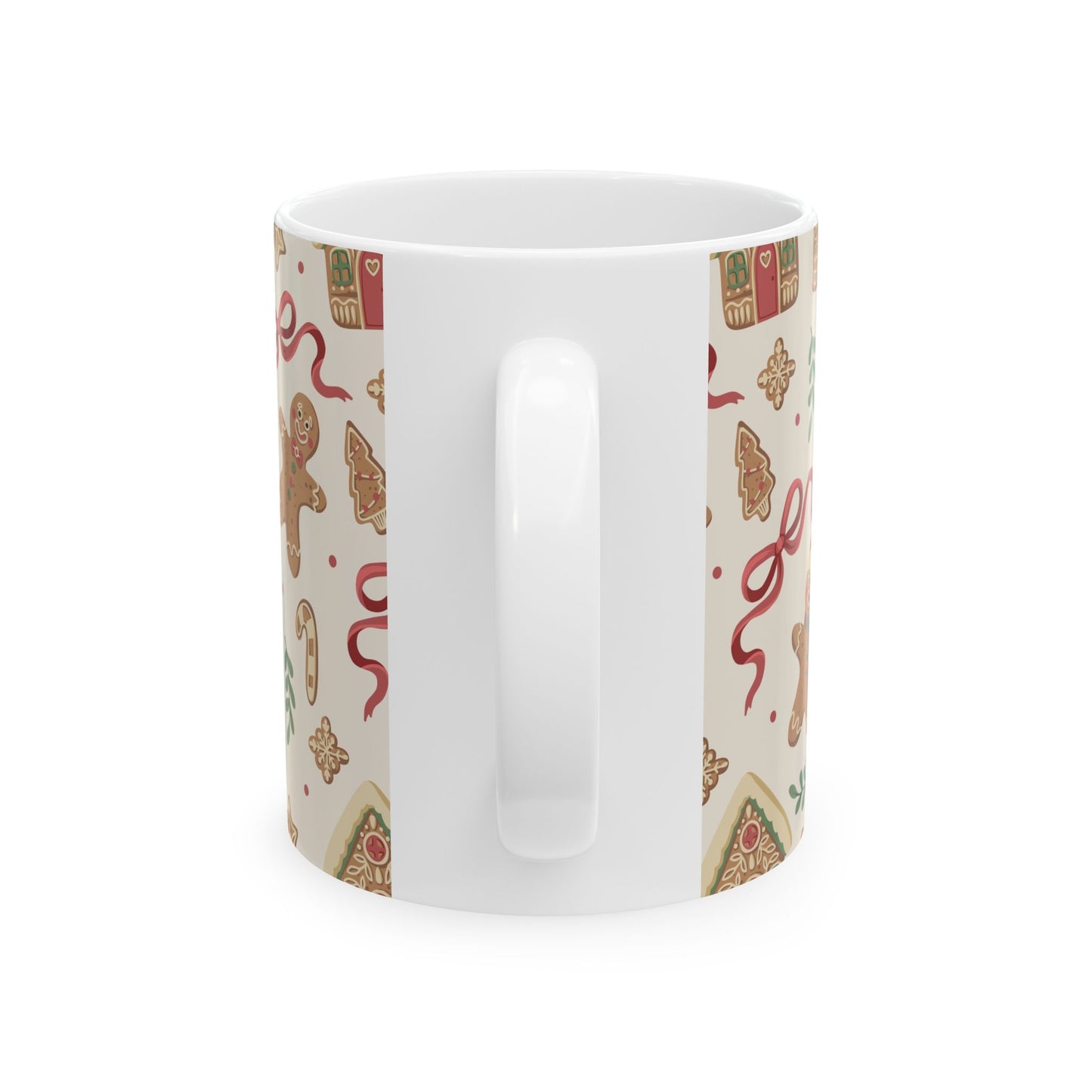 Gingerbread Holiday Mug — Festive Cookie Pattern Ceramic Coffee Cup (11oz/15oz)
