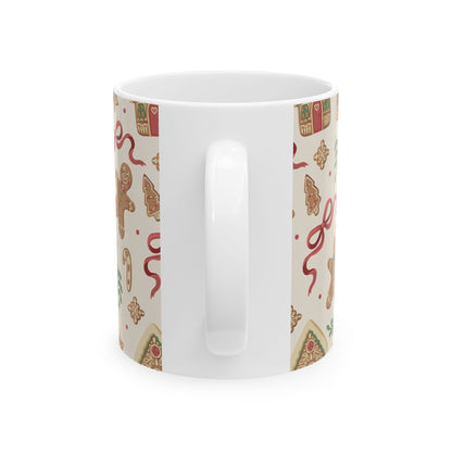 Gingerbread Holiday Mug — Festive Cookie Pattern Ceramic Coffee Cup (11oz/15oz)