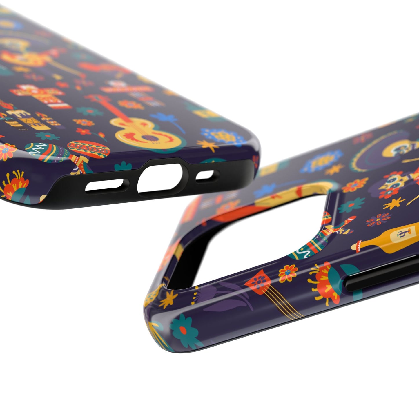 Colorful Dia de los Muertos Phone Case, Tough Case for Halloween, Gift for Music Lovers, Floral Phone Cover, Sugar Skull Art