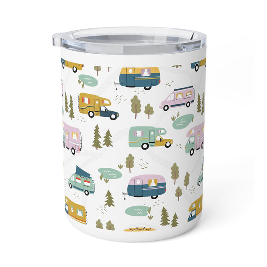 Adventure Awaits Insulated Coffee Mug, Travel Mug, Camper Coffee Cup, Road Trip Gift, Nature Lover's Mug - MaisonThreadory