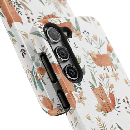 Floral Fox Phone Case, Tough Phone Cases for Nature Lovers, Cute Animal Phone Cover, Gift for Friends, Wildflower Design