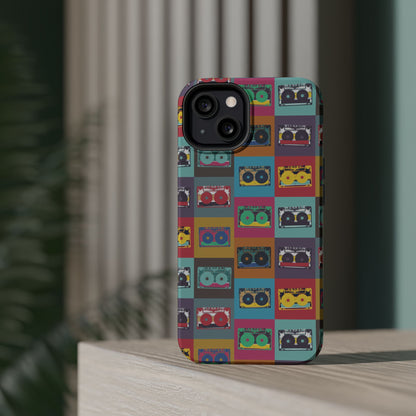 Retro Cassette Tape Phone Case, Vintage Style Tough Case, Music Lover Gift, Funky Tech Accessory, Fun Phone Cover