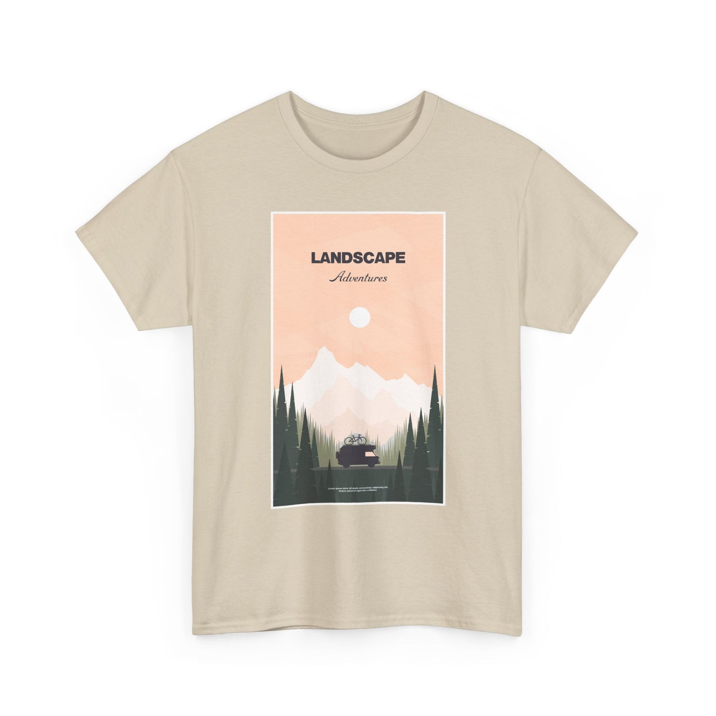 Adventure Landscape Unisex Heavy Cotton Tee, Nature T-Shirt, Casual Outdoors Shirt, Hiking Gift, Travel Apparel - MaisonThreadory