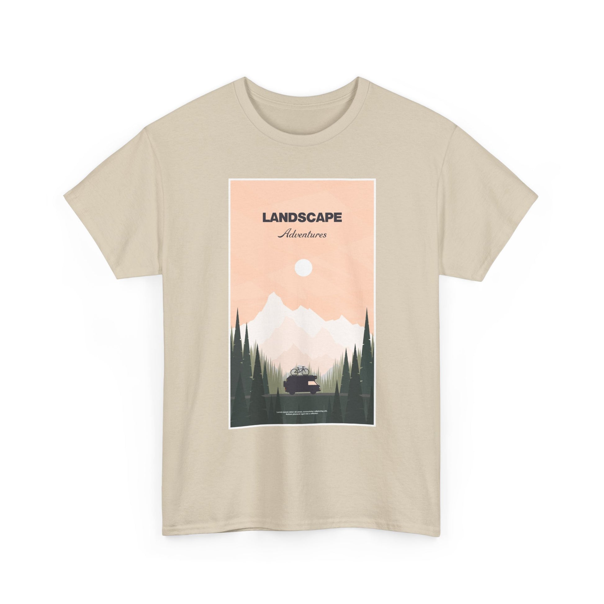 Adventure Landscape Unisex Heavy Cotton Tee, Nature T-Shirt, Casual Outdoors Shirt, Hiking Gift, Travel Apparel - MaisonThreadory