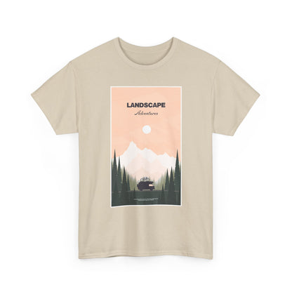 Adventure Landscape Unisex Heavy Cotton Tee, Nature T-Shirt, Casual Outdoors Shirt, Hiking Gift, Travel Apparel - MaisonThreadory