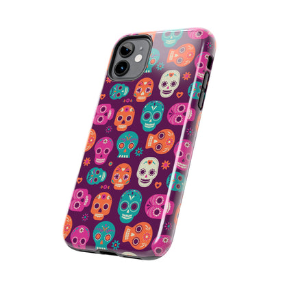 Colorful Skull Phone Case, Tough Cases for Halloween, Unique Phone Cover, Day of the Dead, Fun and Durable Accessories