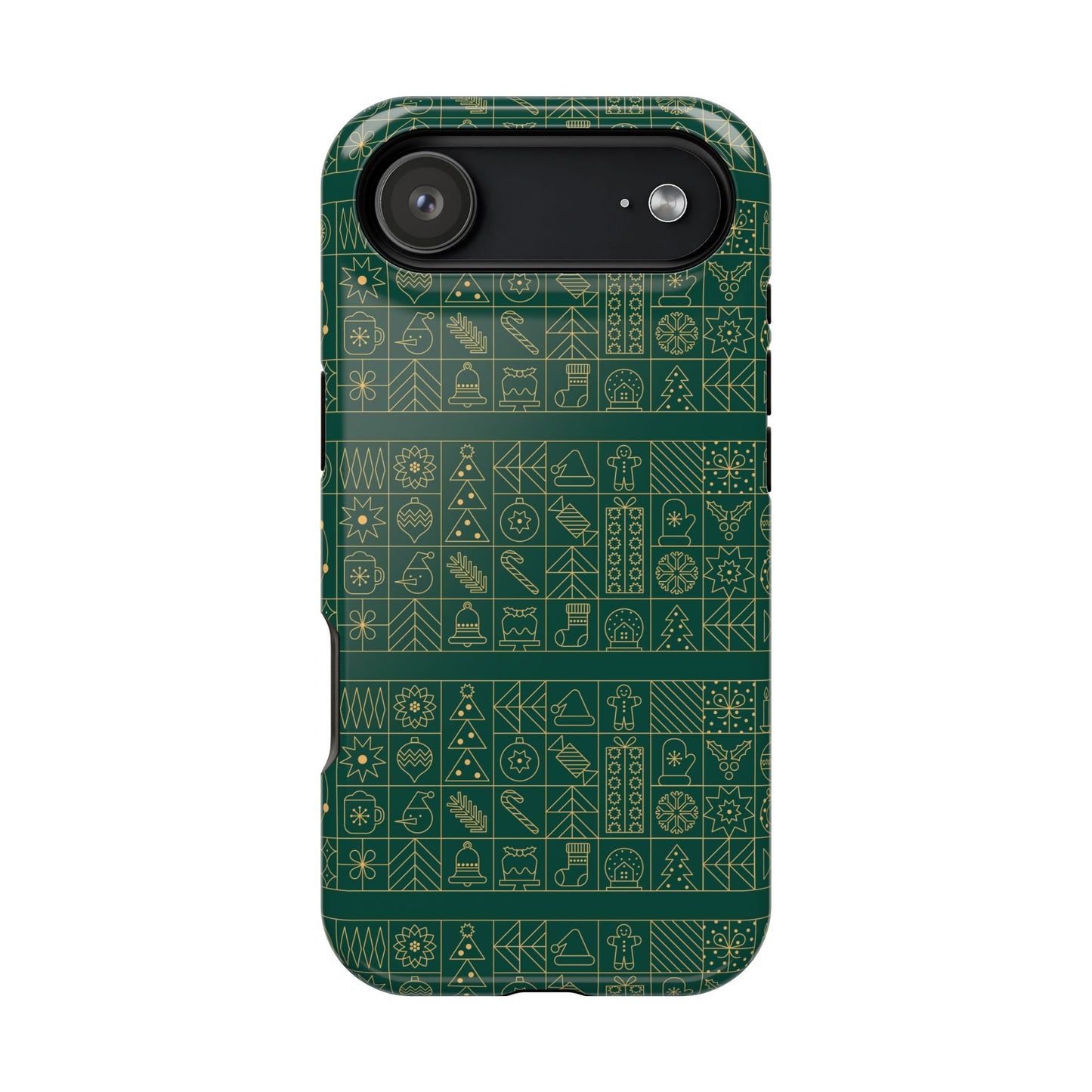 Magnetic Impact-Resistant Phone Case — Dark Green Geometric Pattern