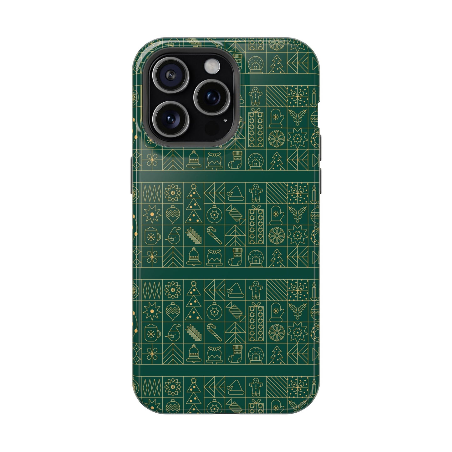 Magnetic Impact-Resistant Phone Case — Dark Green Geometric Pattern