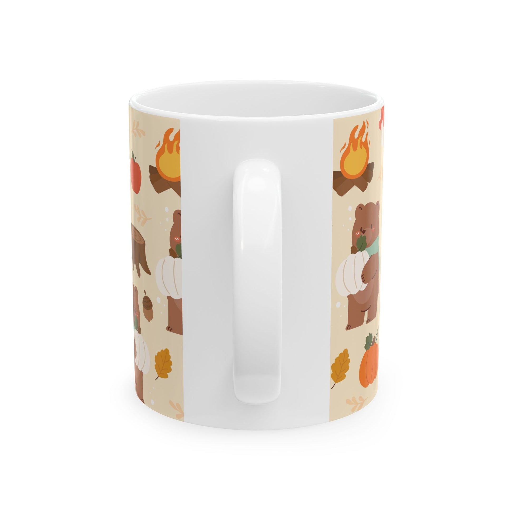 Cozy Bear Ceramic Mug - Perfect for Autumn Sips, Camping, Fall Gatherings, Gift for Bear Lovers, Cute Hot Beverage Cup - MaisonThreadory
