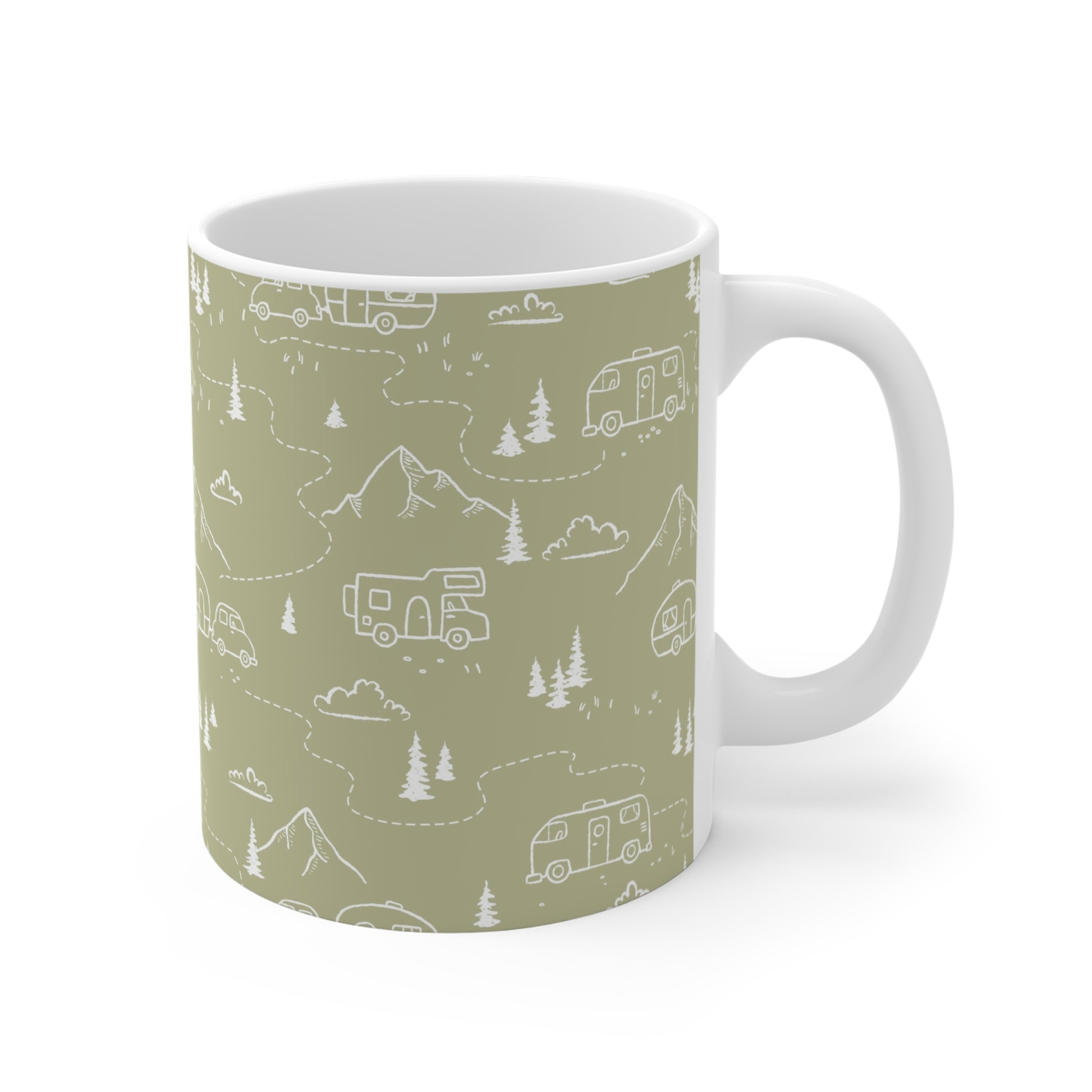 Adventure Awaits Camping Mug, Nature Lover Gift, RV Life Coffee Cup, Perfect for Road Trips, Hiking Enthusiast Mug, Outdoorsy Decor - MaisonThreadory