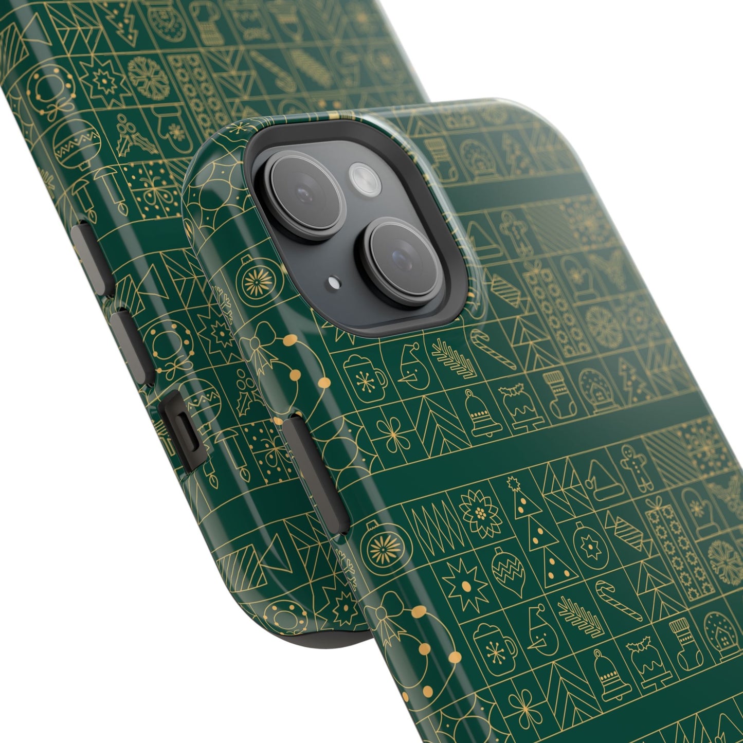 Magnetic Impact-Resistant Phone Case — Dark Green Geometric Pattern