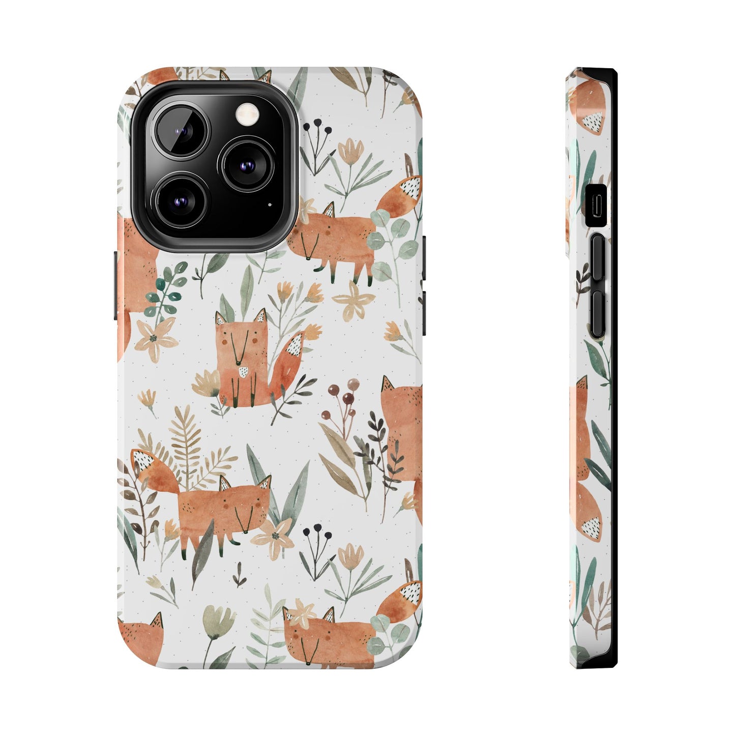 Floral Fox Phone Case, Tough Phone Cases for Nature Lovers, Cute Animal Phone Cover, Gift for Friends, Wildflower Design