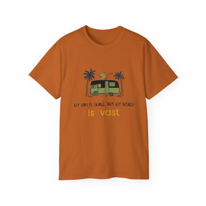 Vast World Van Tee, Travel T-Shirt, Adventure Tee, Camping Gift, Road Trip Shirt, Nature Lover Apparel - MaisonThreadory
