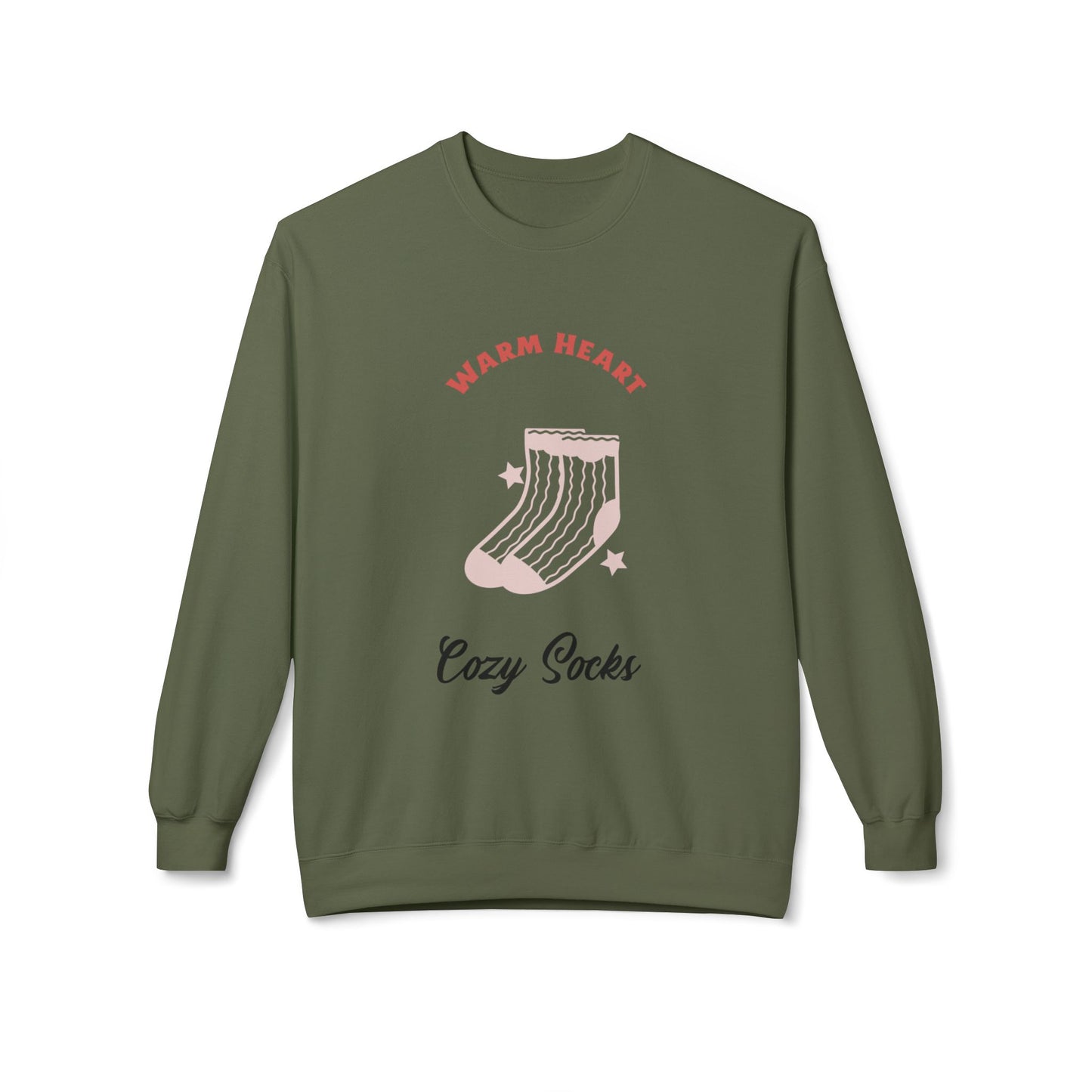 Warm Heart Cozy Socks Sweatshirt | Unisex Fleece Crewneck for Gift, Comfort Wear, Cozy Apparel, Holiday Wardrobe, Lounge Wear - MaisonThreadory