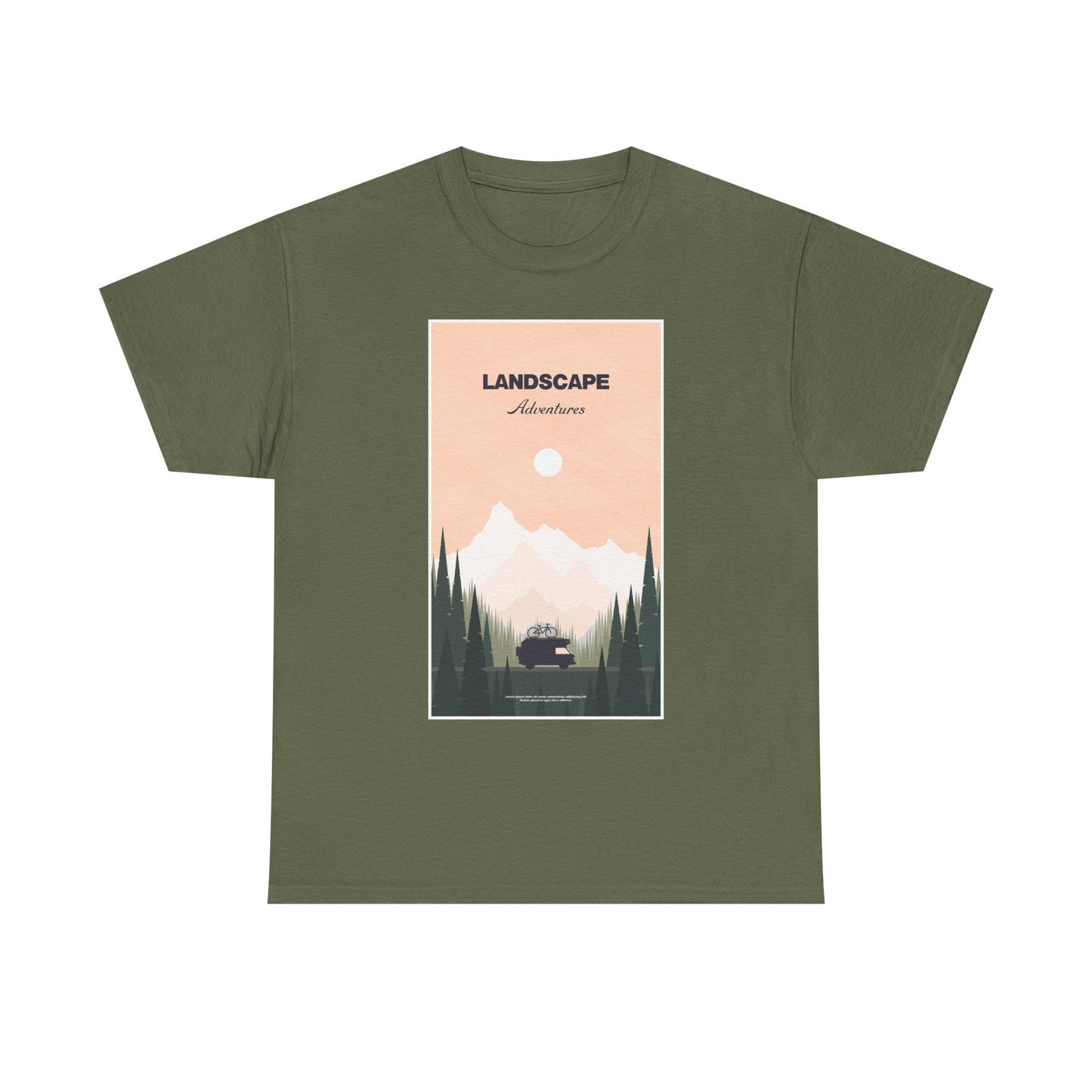 Adventure Landscape Unisex Heavy Cotton Tee, Nature T-Shirt, Casual Outdoors Shirt, Hiking Gift, Travel Apparel - MaisonThreadory