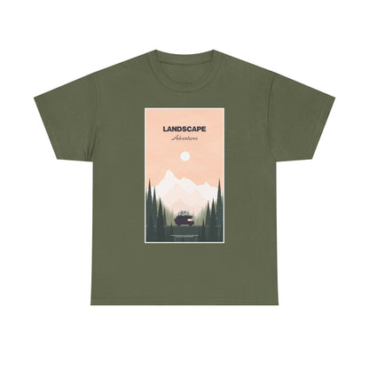 Adventure Landscape Unisex Heavy Cotton Tee, Nature T-Shirt, Casual Outdoors Shirt, Hiking Gift, Travel Apparel - MaisonThreadory