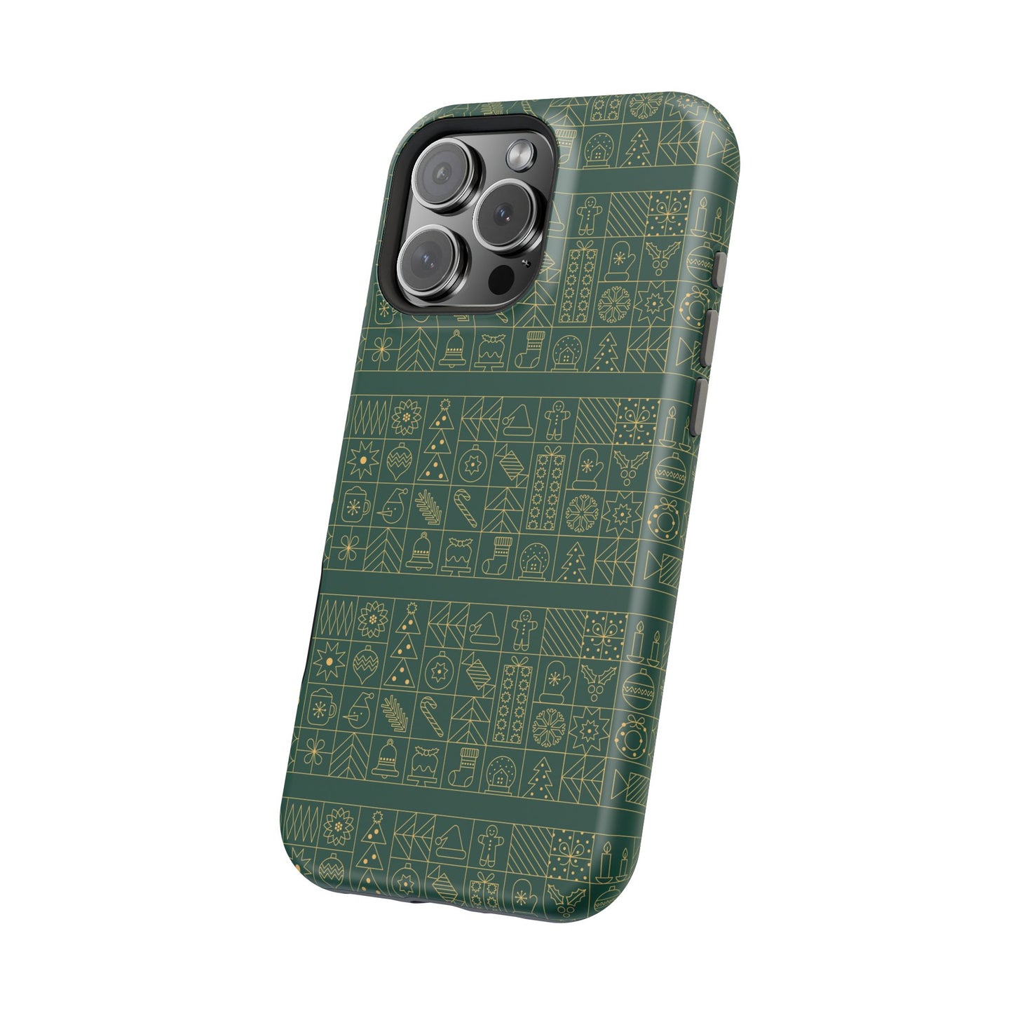 Magnetic Impact-Resistant Phone Case — Dark Green Geometric Pattern
