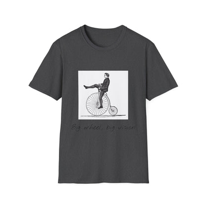 Vintage-Inspired Graphic Tee: "Big Wheel, Big Vision" Unisex Softstyle T-Shirt, Casual Outfit, Funny Gift, Bicycle Lover's Apparel, [...]
