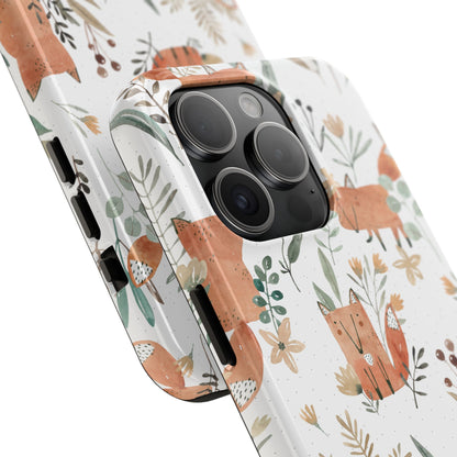 Floral Fox Phone Case, Tough Phone Cases for Nature Lovers, Cute Animal Phone Cover, Gift for Friends, Wildflower Design