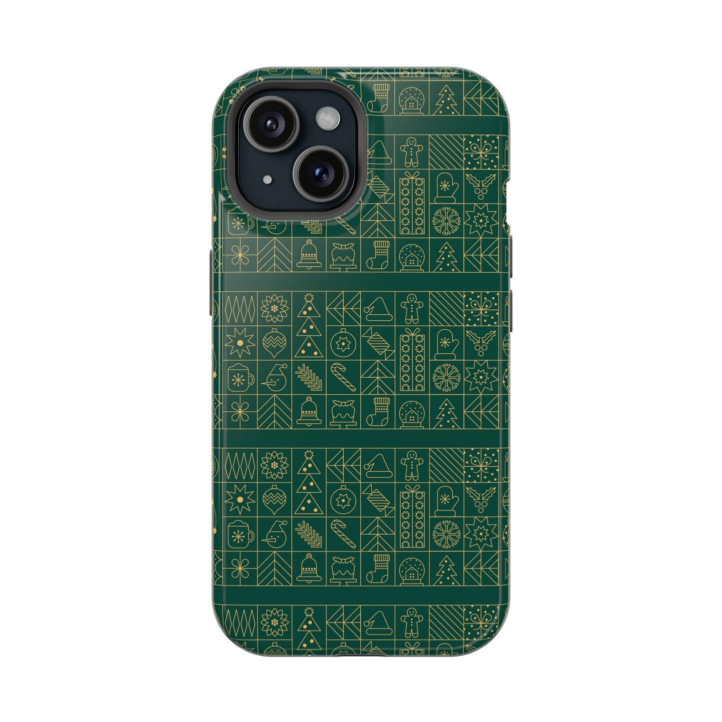 Magnetic Impact-Resistant Phone Case — Dark Green Geometric Pattern