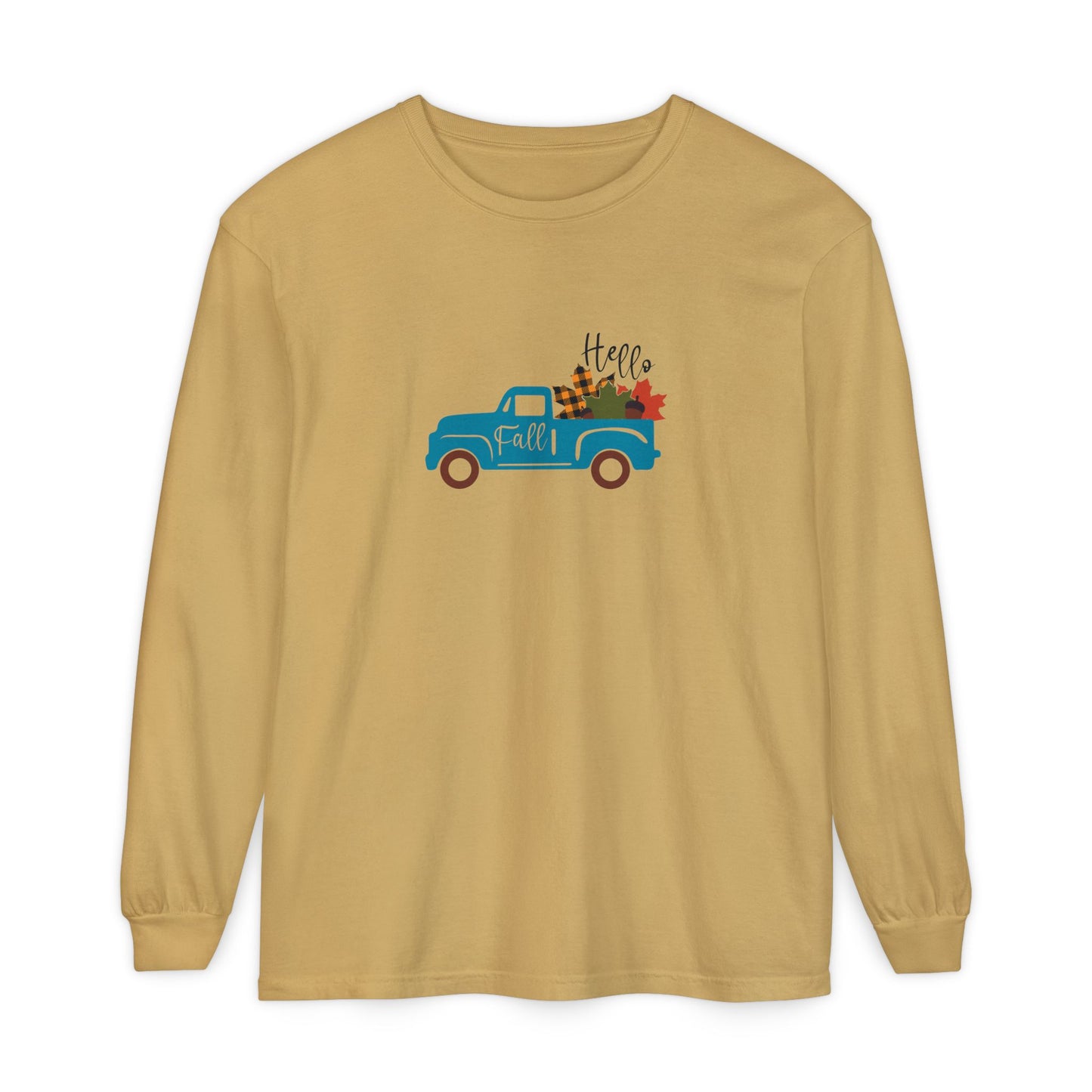 Hello Fall Long Sleeve T-Shirt, Unisex Seasonal Tee, Cozy Autumn Apparel, Thanksgiving Gift, Cute Outdoor Shirt - MaisonThreadory