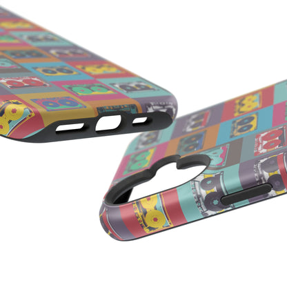 Retro Cassette Tape Phone Case, Vintage Style Tough Case, Music Lover Gift, Funky Tech Accessory, Fun Phone Cover