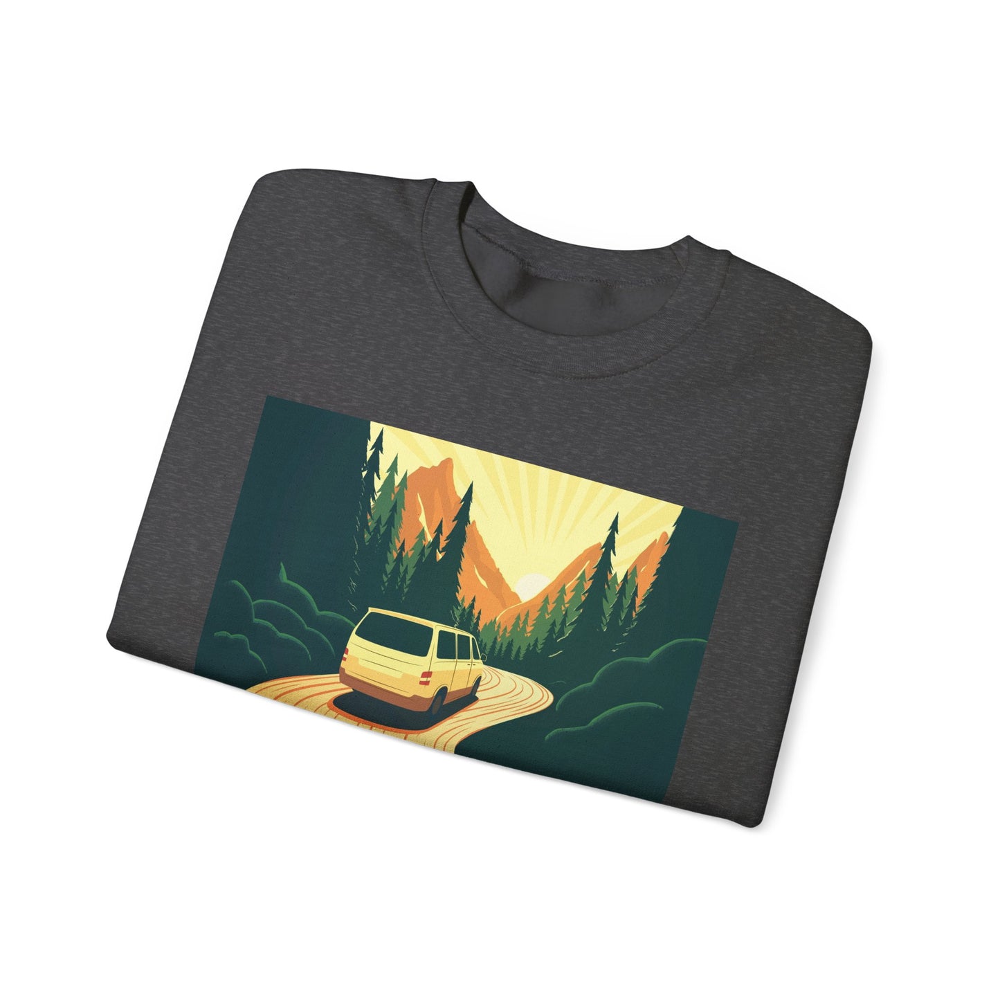 Nature Road Trip Crewneck Sweatshirt - Vintage Van Design, Unisex Pullover, Adventure Apparel, Great Outdoors Gift, Fall Fashion - MaisonThreadory