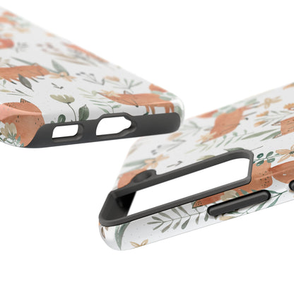 Floral Fox Phone Case, Tough Phone Cases for Nature Lovers, Cute Animal Phone Cover, Gift for Friends, Wildflower Design