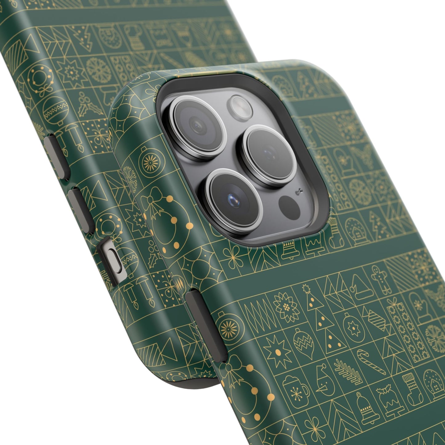 Magnetic Impact-Resistant Phone Case — Dark Green Geometric Pattern
