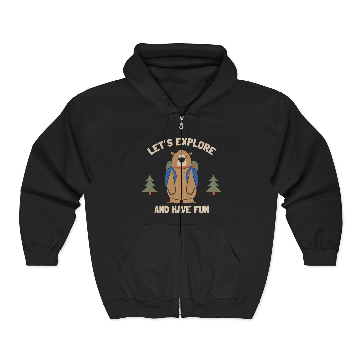 Let's Explore and Have Fun Zip Hoodie — Outdoor Adventure Hooded Jacket