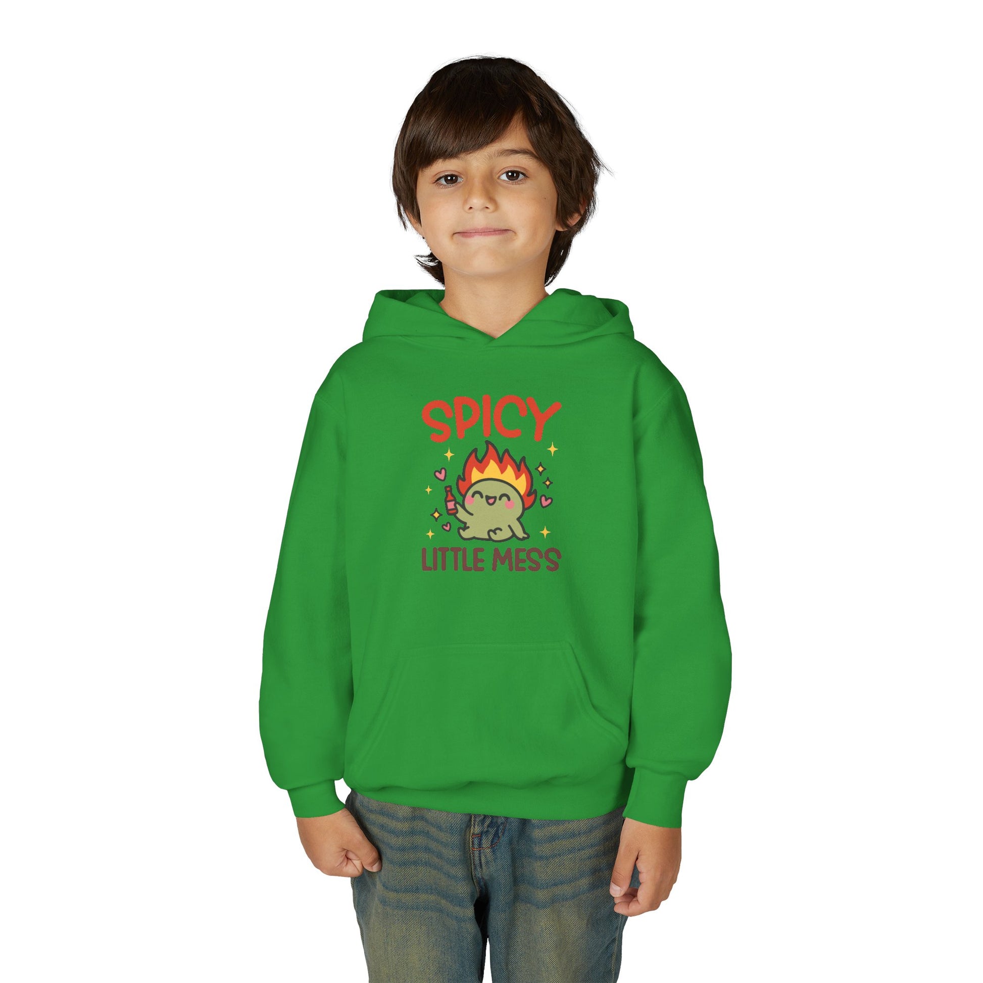 Spicy Little Mess Youth Hoodie | Fun Cartoon Design, Perfect Gift for Kids, Trendy Sweatshirt, Birthday Present, Cozy Fashion - MaisonThreadory